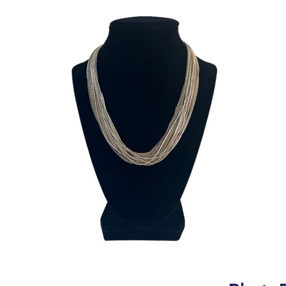 Multi Chain Gold Chocker Necklace New - Picture 5 of 5